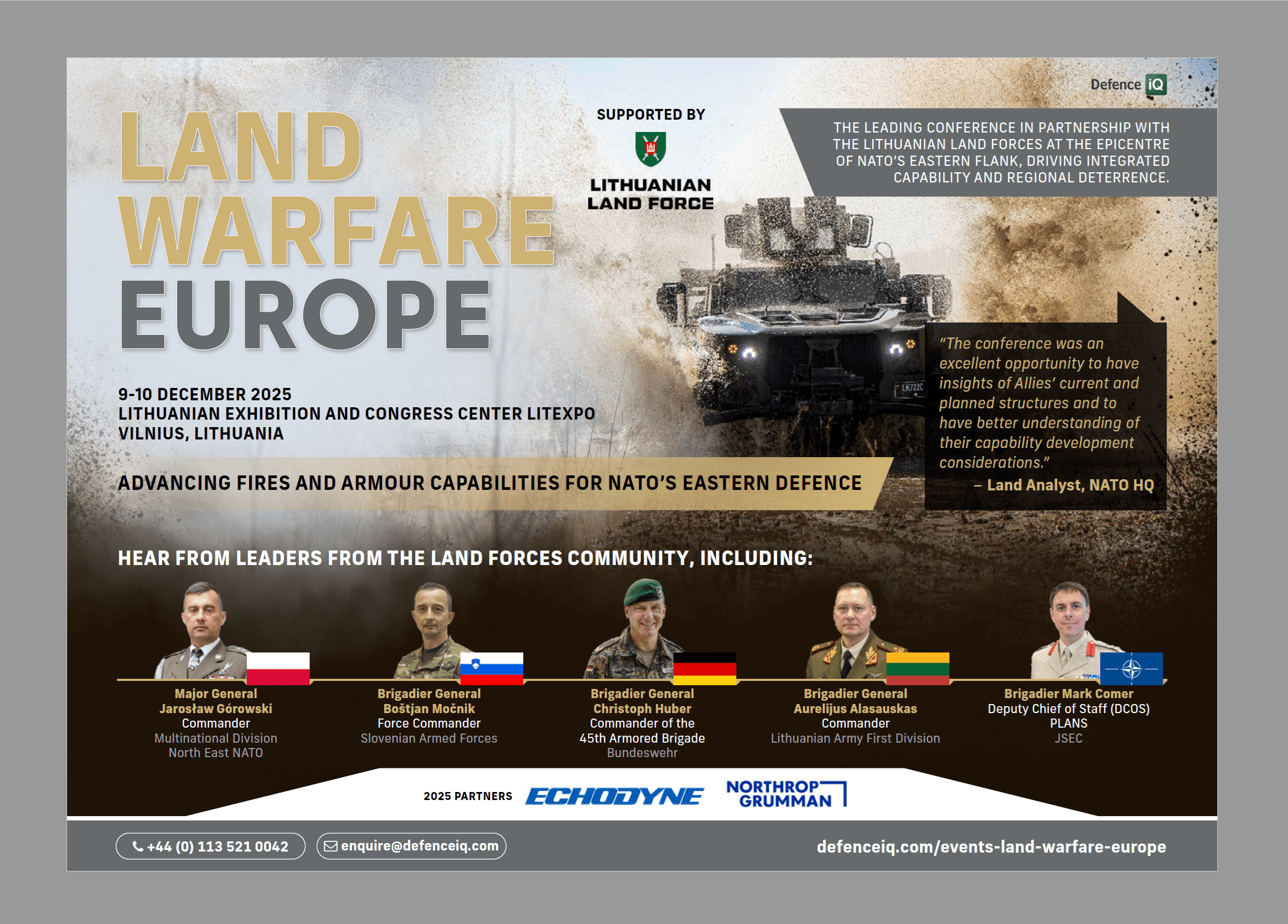 Pristatykite savo gynybos technologijas tarptautinėje konferencijoje LAND WARFARE EUROPE 2025